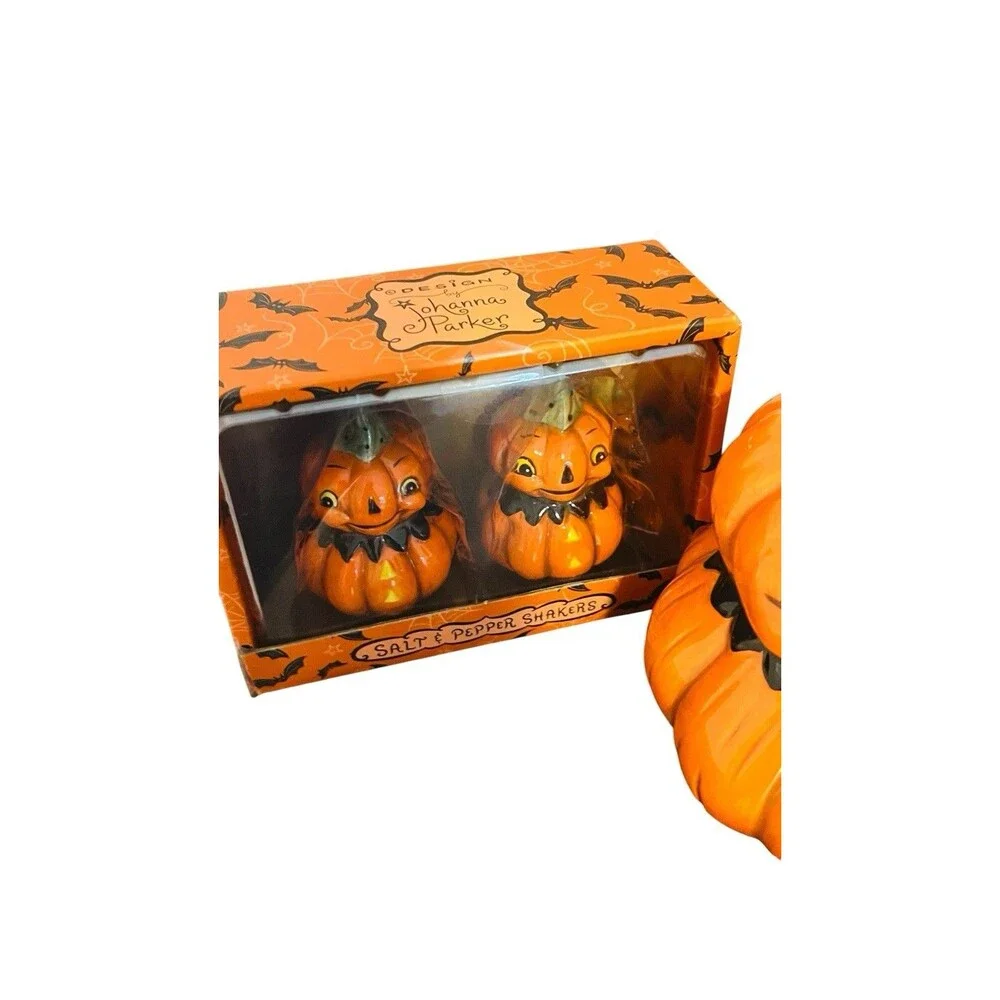 Johanna Parker Halloween Pumpkin Mug & Pumpkin Salt & Pepper Shaker Set Transpac
